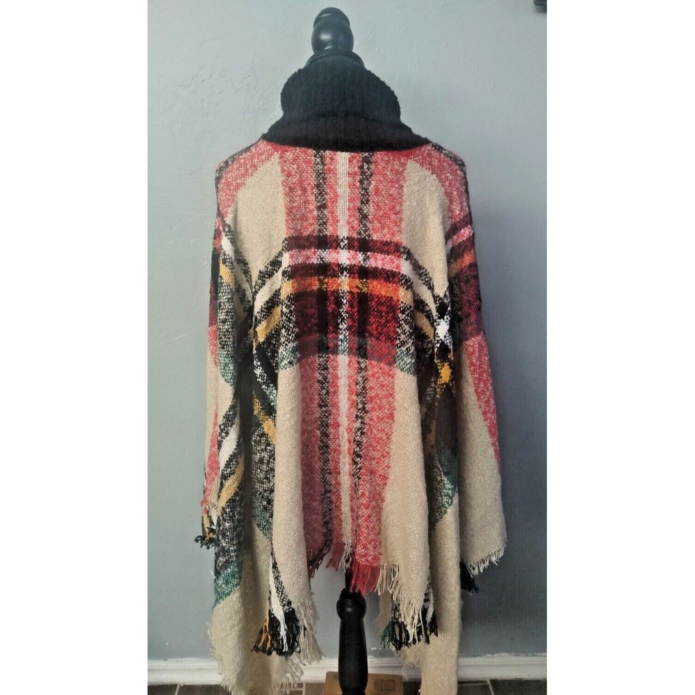 NEW Ana & Rose Red &Black‎ Poncho One Size Turtleneck - Picture 2 of 8